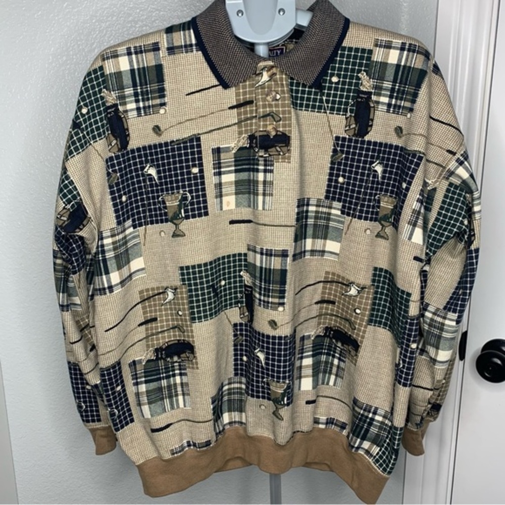 Specialty‎ Collection Men’s Large Vintage 90’s Golf Print Tan/Brown Sweatshirt